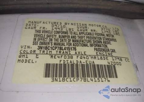 2011 Nissan Versa 1.8S from USA, damaged, VIN 3N1BC1CP7BL415176
